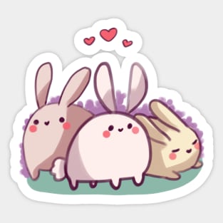 Cute bunnies and hearts Sticker